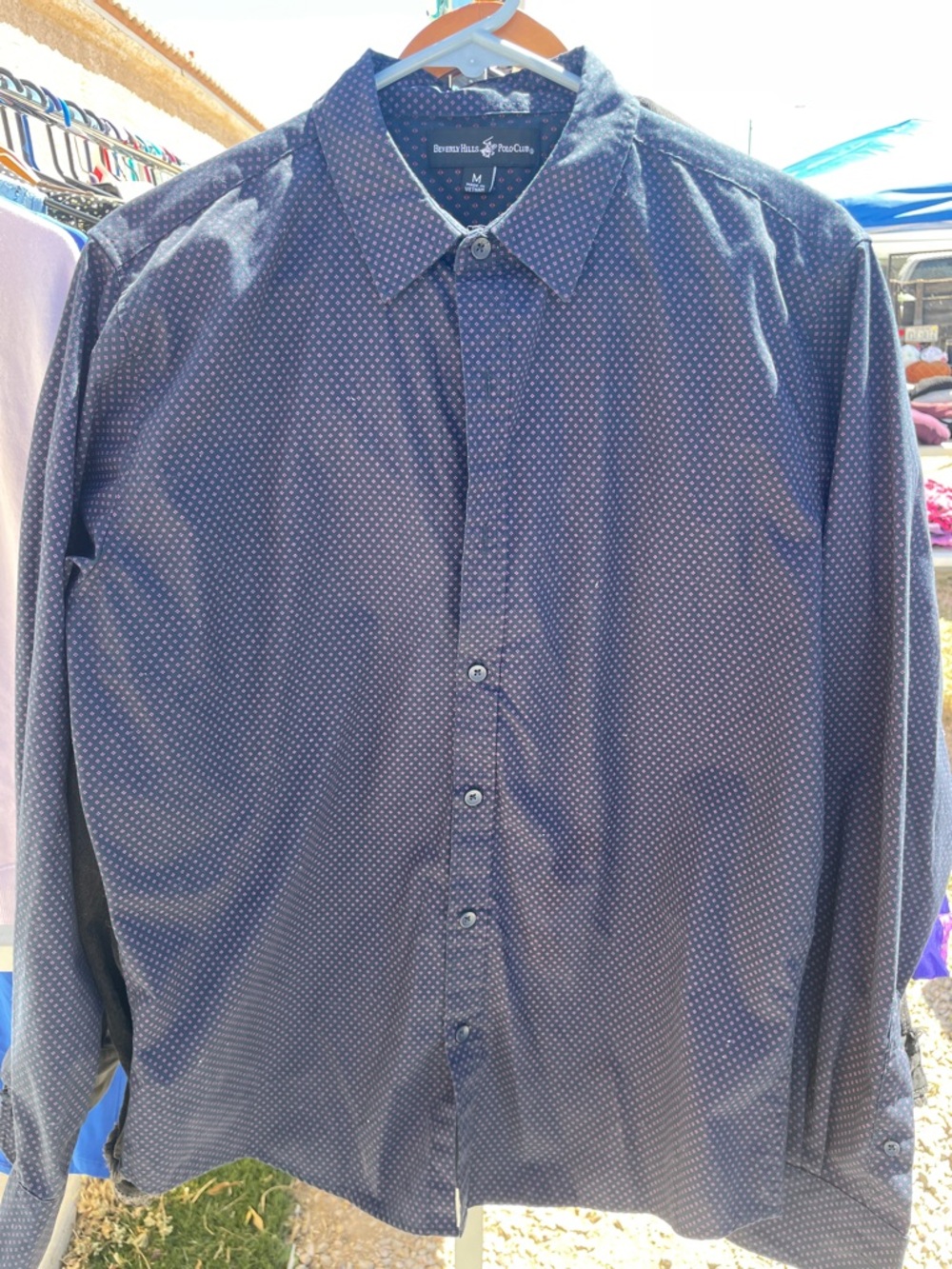 U.S. Polo Assn. Navy Microdot Long-Sleeve Button-Down Shirt